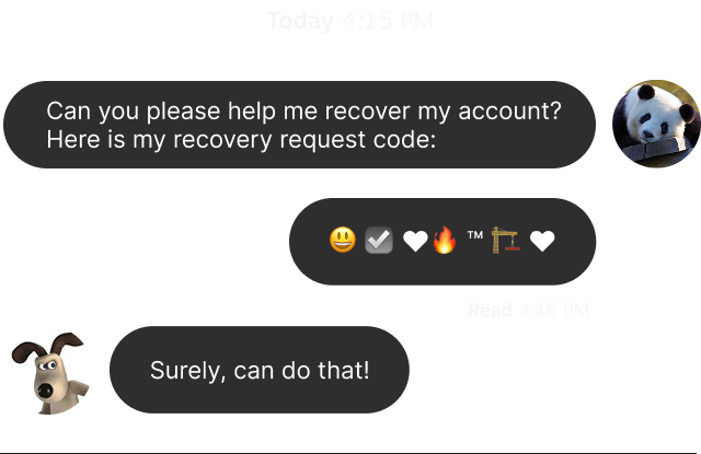 Emoji-based secret verification system