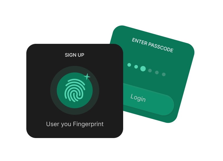Passkey sign-up and login cards