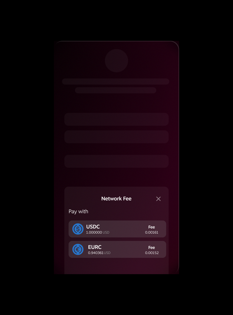 Pay gas fees in USDC or EURC